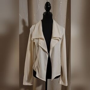 James Perse Ivory Cream Shawl Collar Raw Hem Cardigan Jacket Size 4